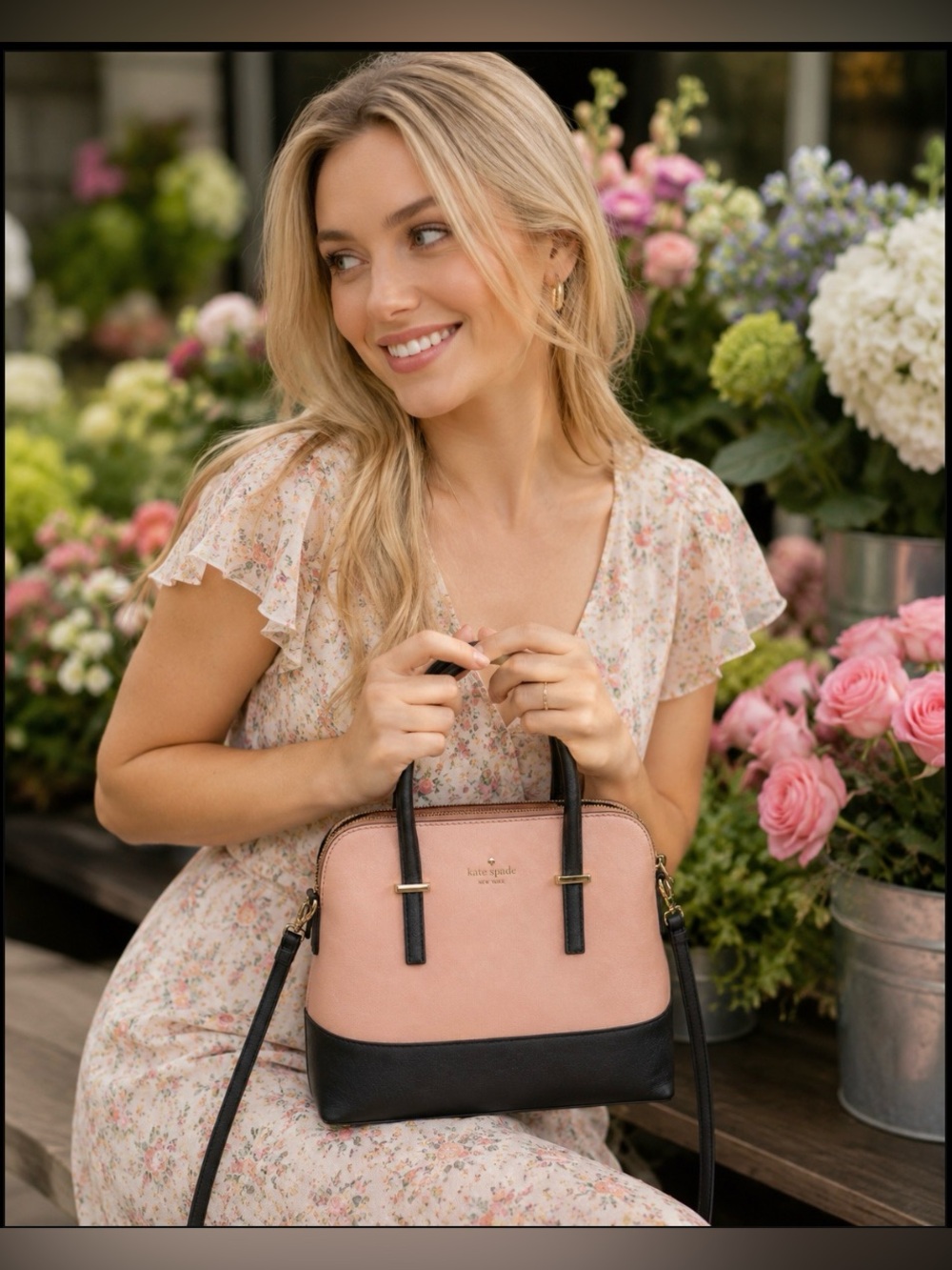 NWOT KATE SPADE Cedar Street Maise Satchel Shoulder Bag in Pink & Black Leather